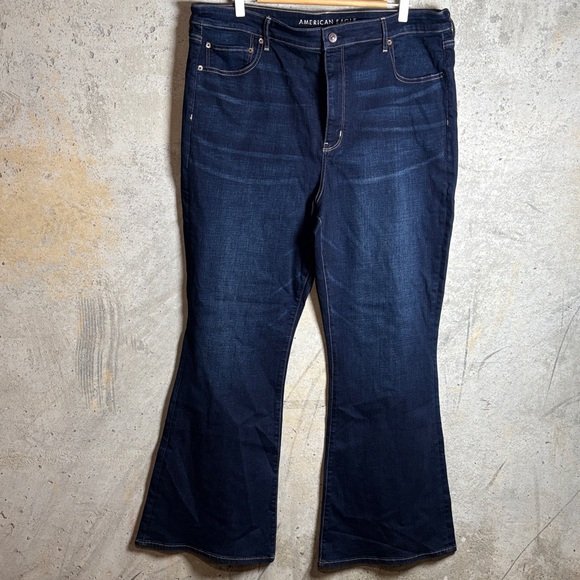 American Eagle Super High Rise Women's Deep Indigo Flare Jeans - Picture 1 of 8